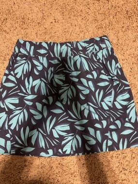 Columbia Navy Skirt with Aqua Leaf Print